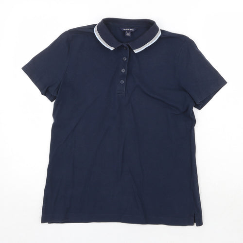 Lands End Mens Blue Cotton Polo Size S Collared Button