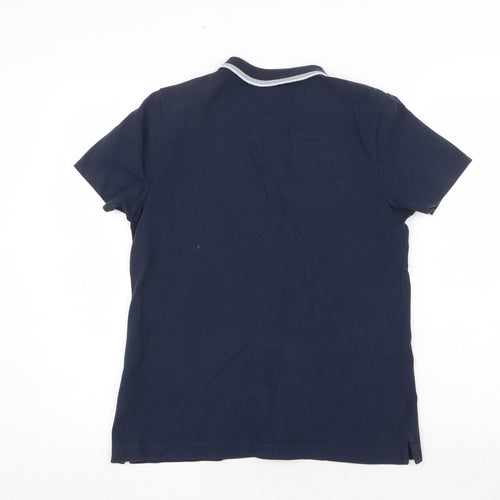 Lands End Mens Blue Cotton Polo Size S Collared Button