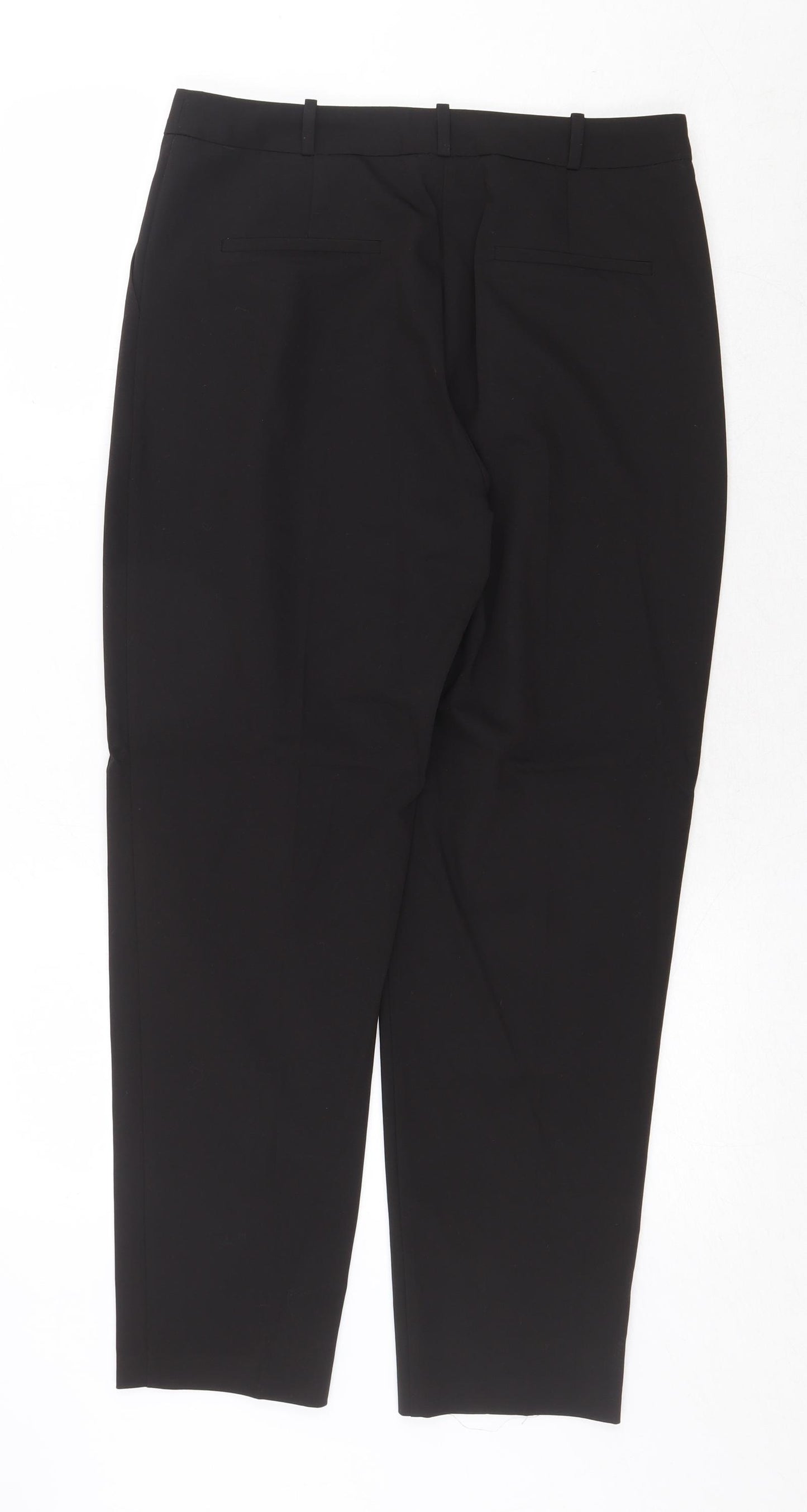 Oasis Womens Black Polyester Chino Trousers Size 12 Regular Zip