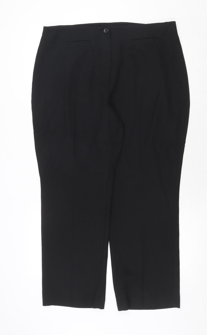 Marks and Spencer Womens Black Polyester Trousers Size 18 Regular Zip