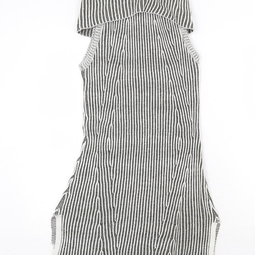 Urban Bliss Womens Grey Striped Acrylic A-Line Size 8 Roll Neck Pullover