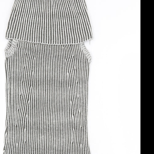Urban Bliss Womens Grey Striped Acrylic A-Line Size 8 Roll Neck Pullover