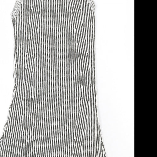 Urban Bliss Womens Grey Striped Acrylic A-Line Size 8 Roll Neck Pullover