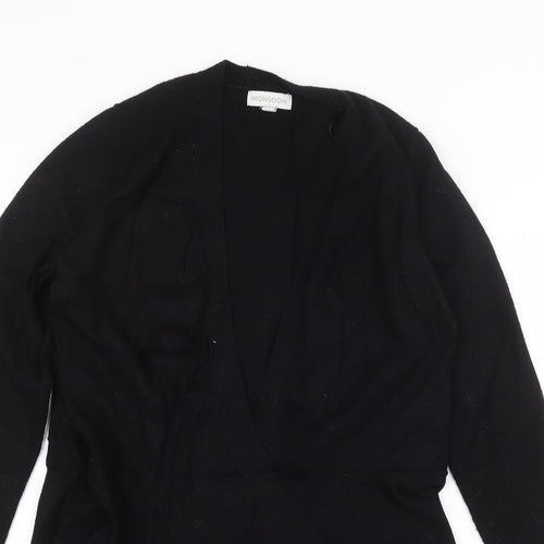 monso Womens Black V-Neck Viscose Cardigan Jumper Size S
