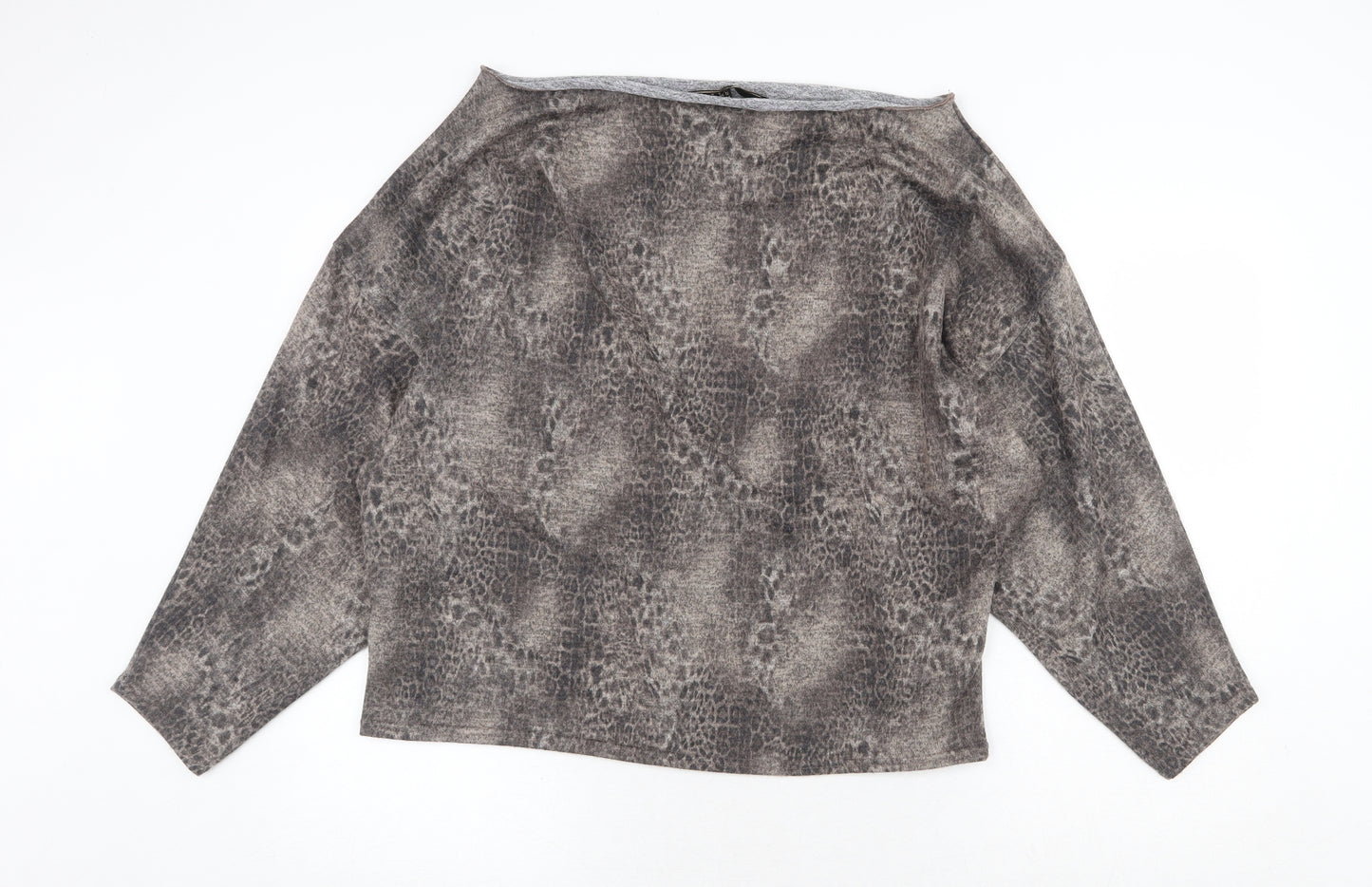 Lipsy London Womens Brown Boat Neck Animal Print Polyester Pullover Jumper Size 16 - Leopard Pattern