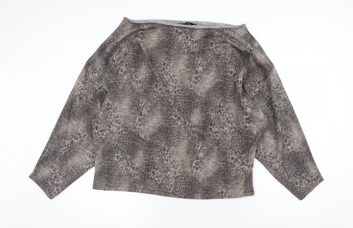 Lipsy London Womens Brown Boat Neck Animal Print Polyester Pullover Jumper Size 16 - Leopard Pattern