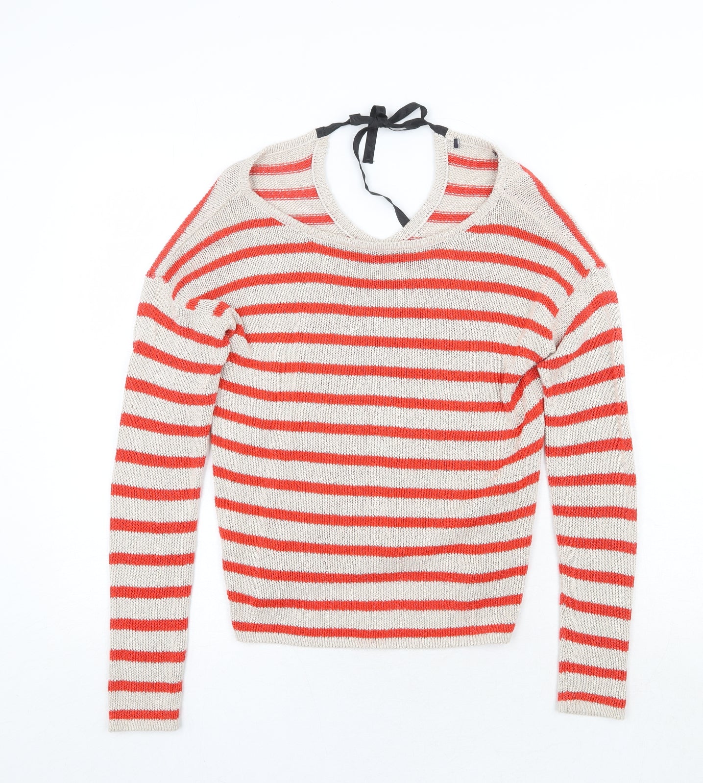 Marks and Spencer Womens Multicoloured Round Neck Striped Acrylic Pullover Jumper Size 6