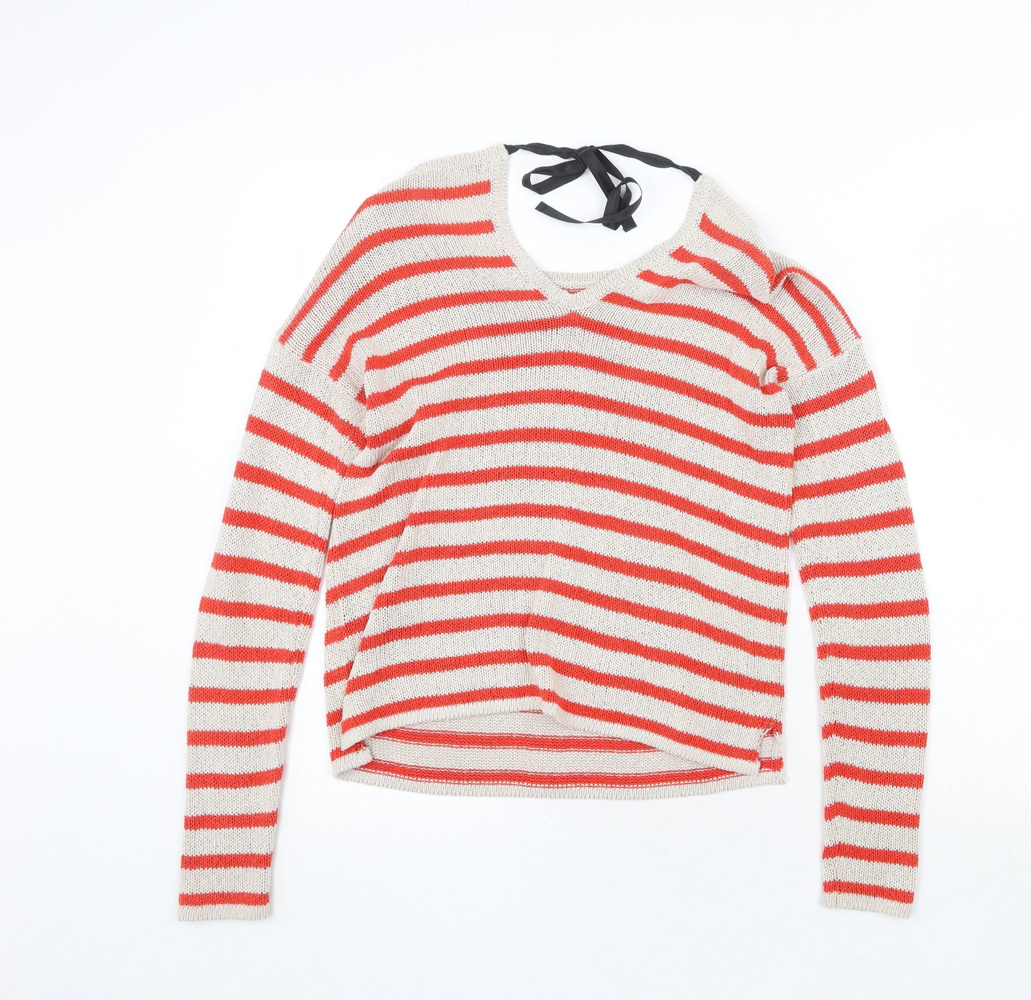 Marks and Spencer Womens Multicoloured Round Neck Striped Acrylic Pullover Jumper Size 6
