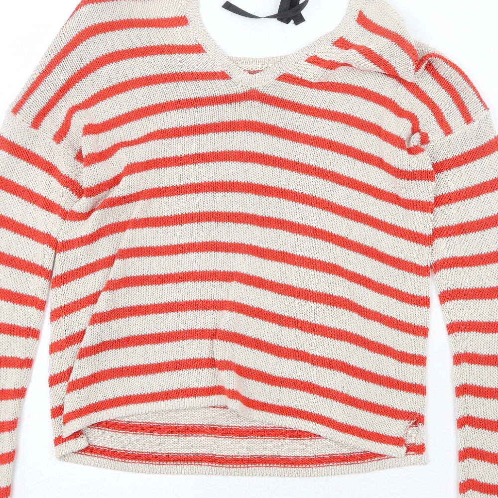 Marks and Spencer Womens Multicoloured Round Neck Striped Acrylic Pullover Jumper Size 6