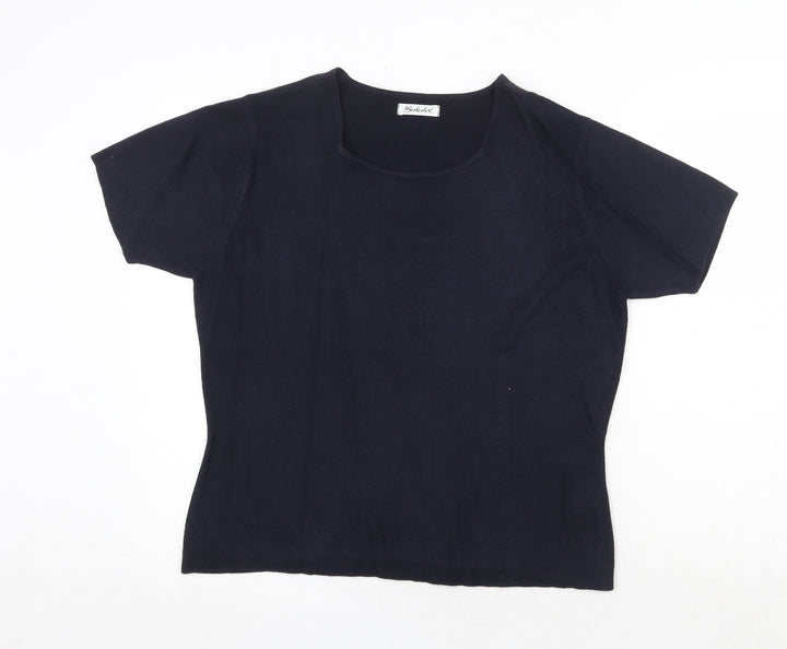 Berketex Womens Blue Round Neck Acrylic Pullover Jumper Size 14