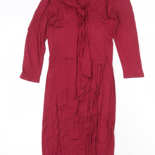 ASOS Womens Red Viscose A-Line Size 6 V-Neck Pullover