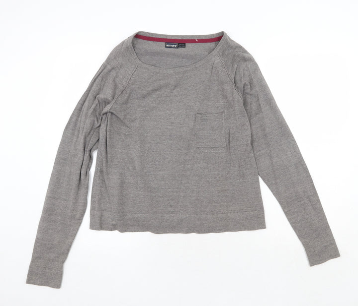 ESMARA Womens Grey Round Neck Cotton Pullover Jumper Size 10