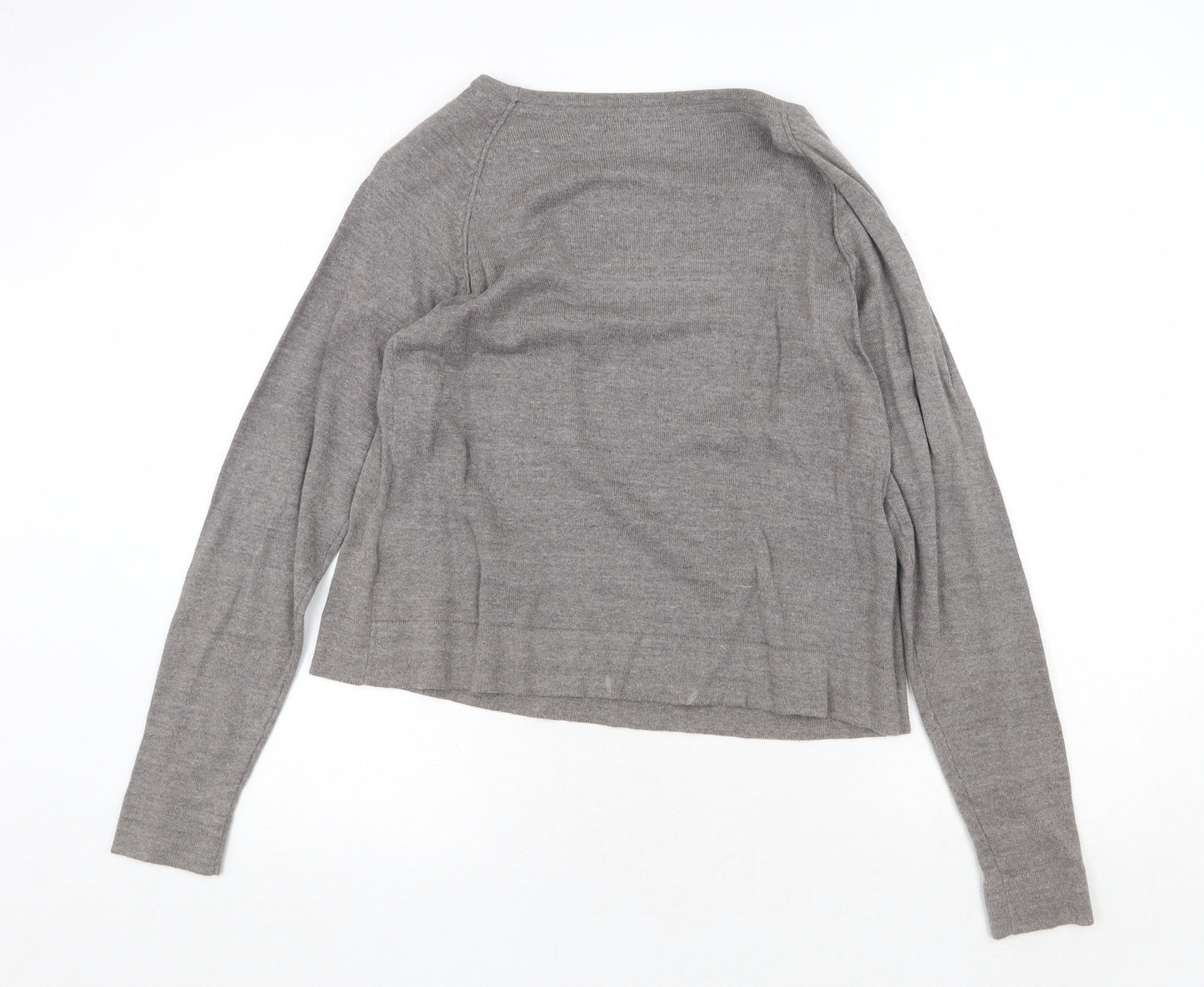 ESMARA Womens Grey Round Neck Cotton Pullover Jumper Size 10