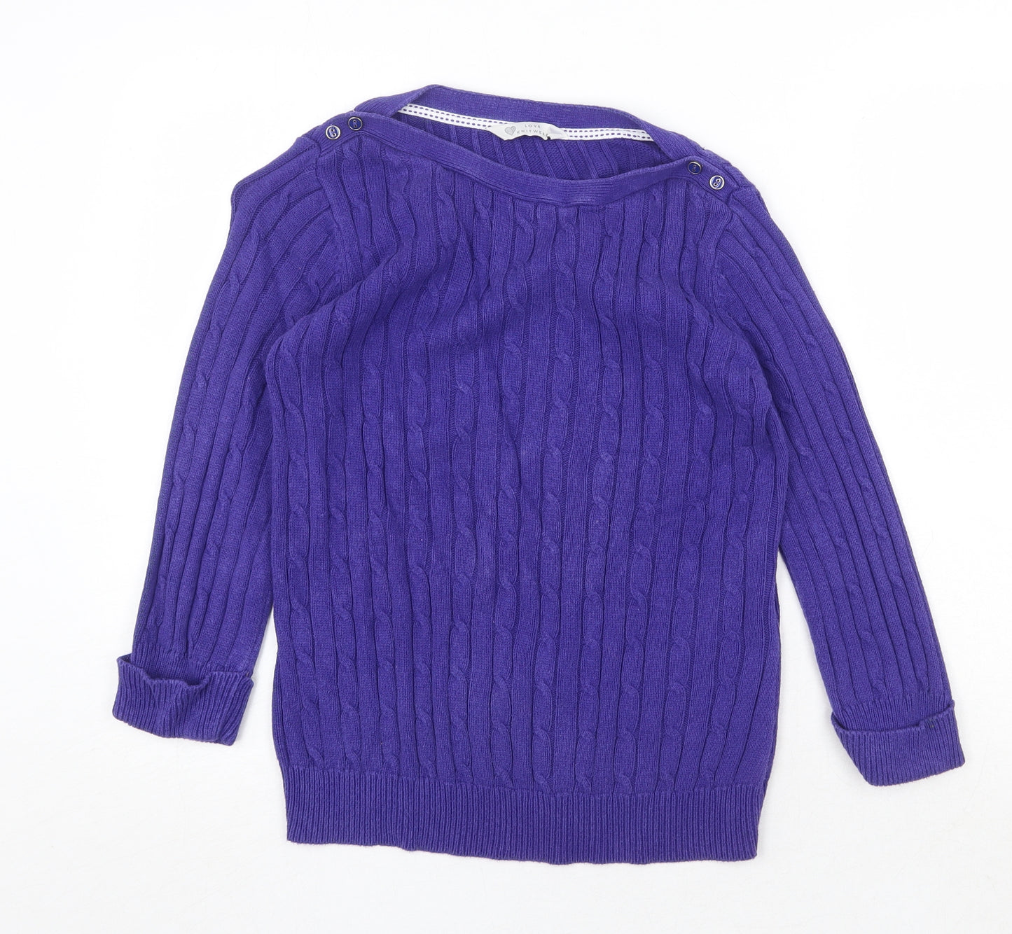 BHS Womens Purple Boat Neck 100% Cotton Pullover Jumper Size 14
