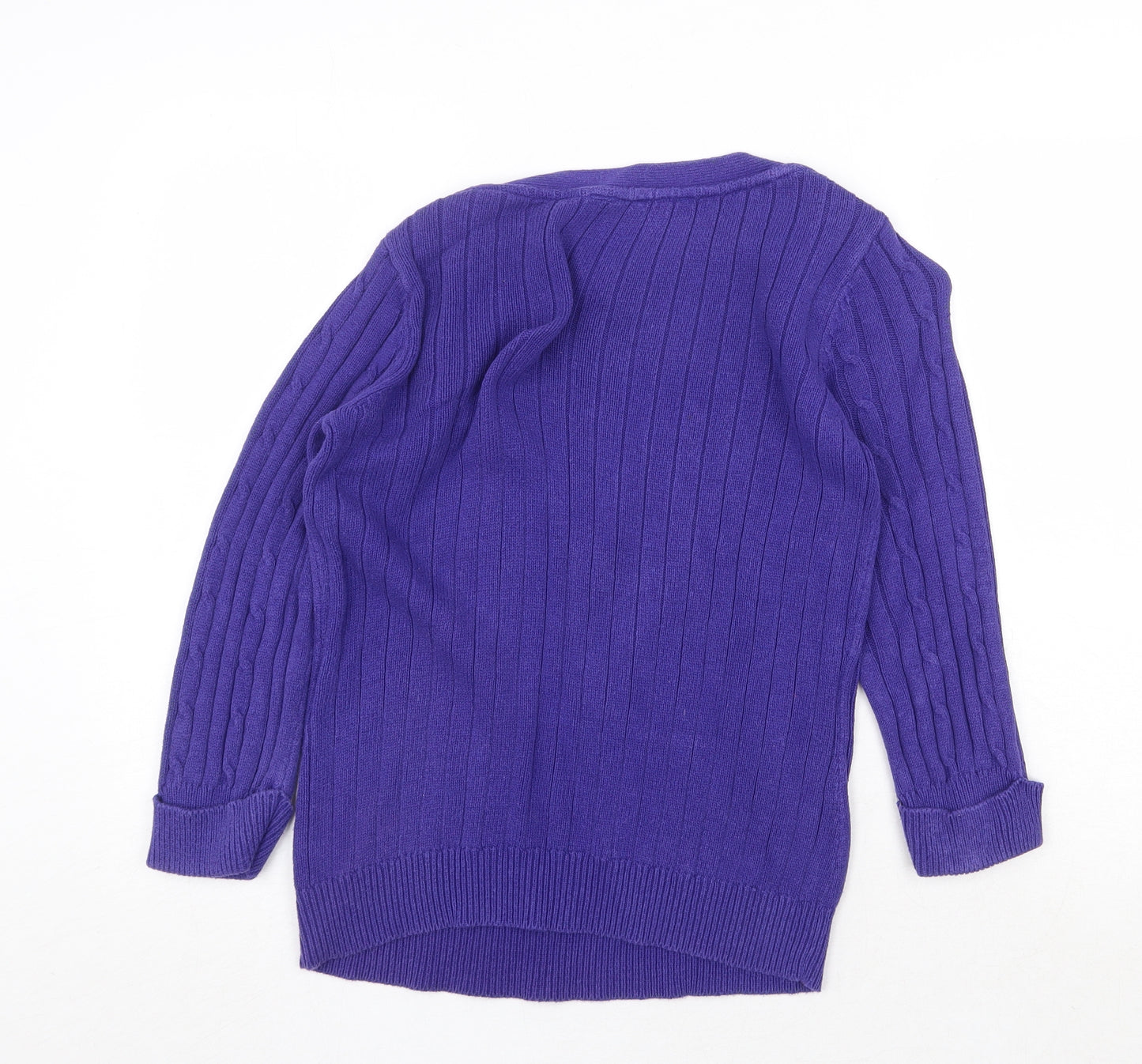 BHS Womens Purple Boat Neck 100% Cotton Pullover Jumper Size 14