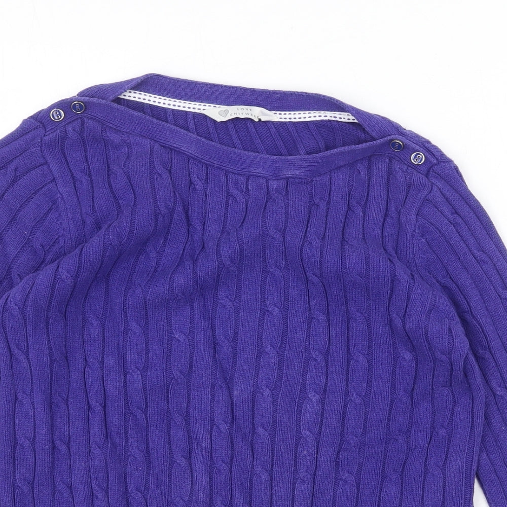 BHS Womens Purple Boat Neck 100% Cotton Pullover Jumper Size 14
