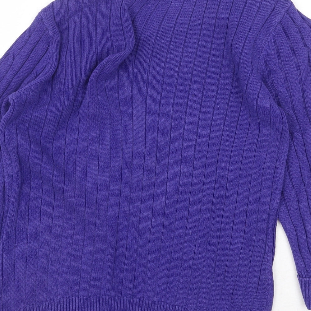 BHS Womens Purple Boat Neck 100% Cotton Pullover Jumper Size 14