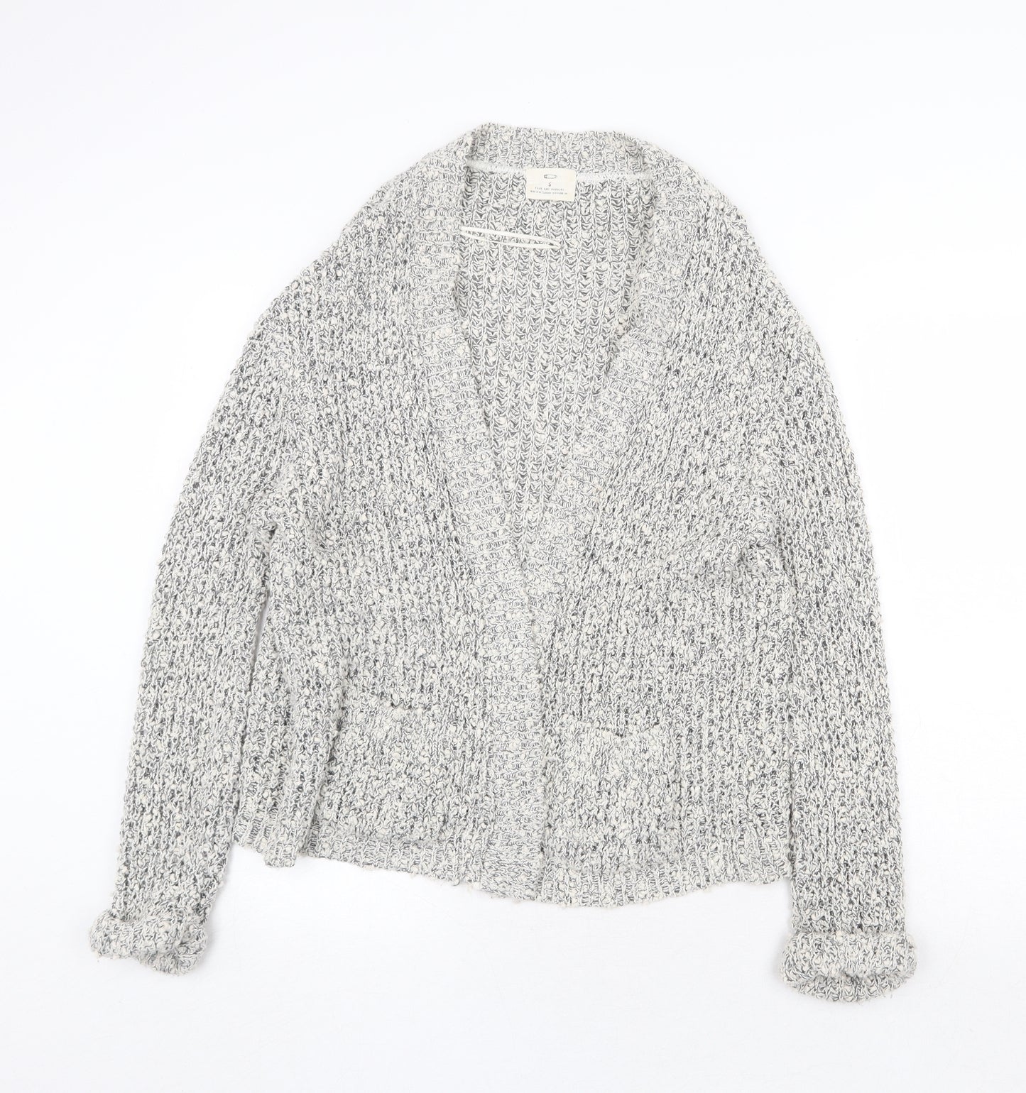 H&M Womens Grey V-Neck Acrylic Cardigan Jumper Size S