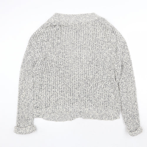H&M Womens Grey V-Neck Acrylic Cardigan Jumper Size S