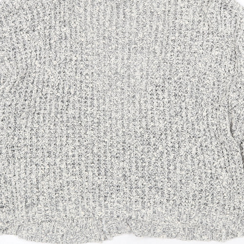 H&M Womens Grey V-Neck Acrylic Cardigan Jumper Size S