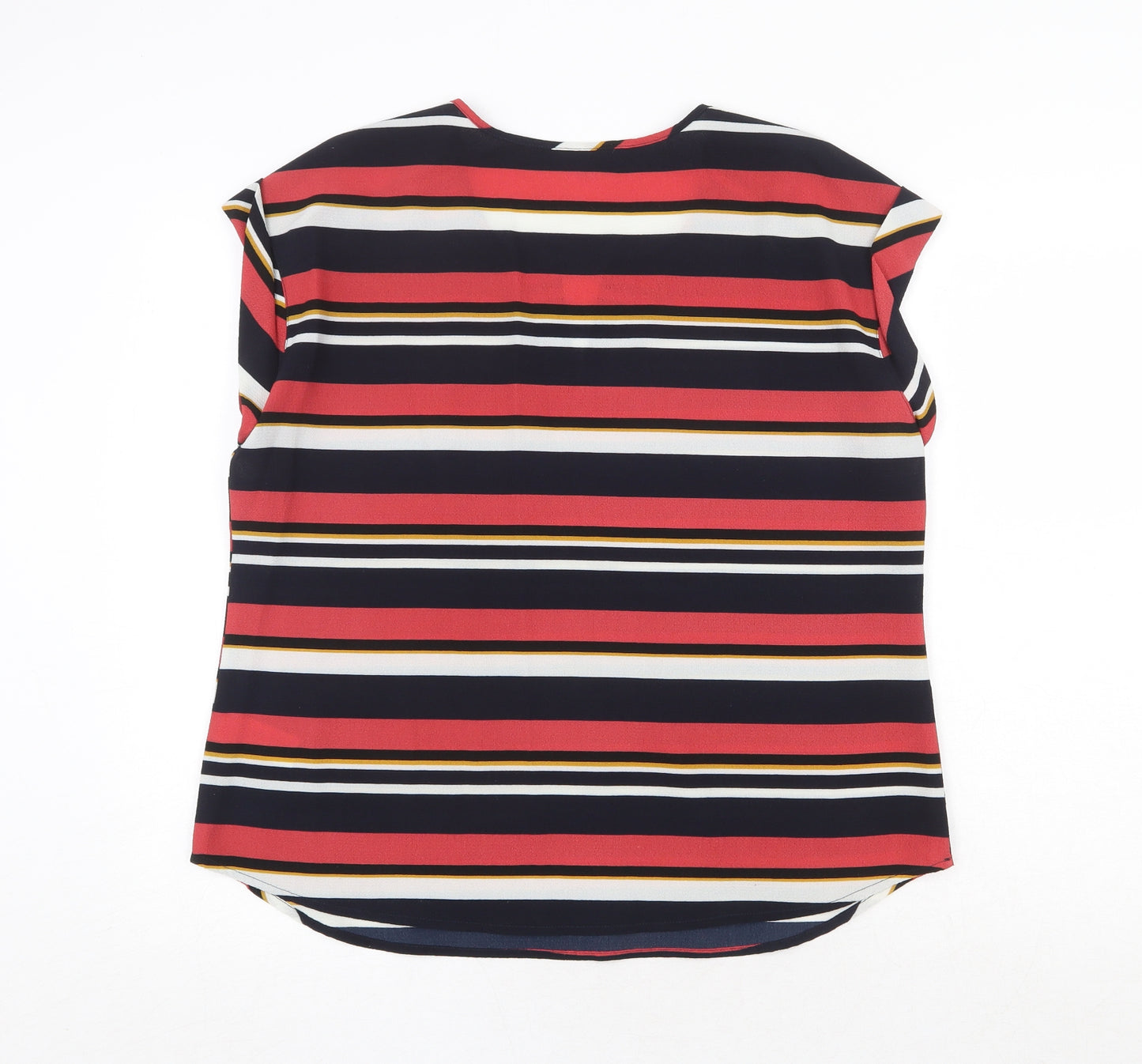 Cleo Womens Multicoloured Striped Polyester Basic Blouse Size L Round Neck