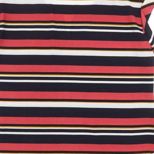 Cleo Womens Multicoloured Striped Polyester Basic Blouse Size L Round Neck