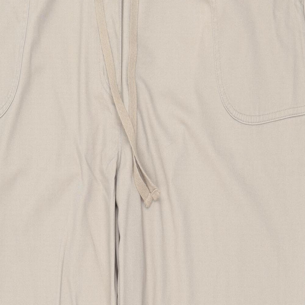 Cotton Traders Womens Beige Cotton Trousers Size 24 Regular Drawstring