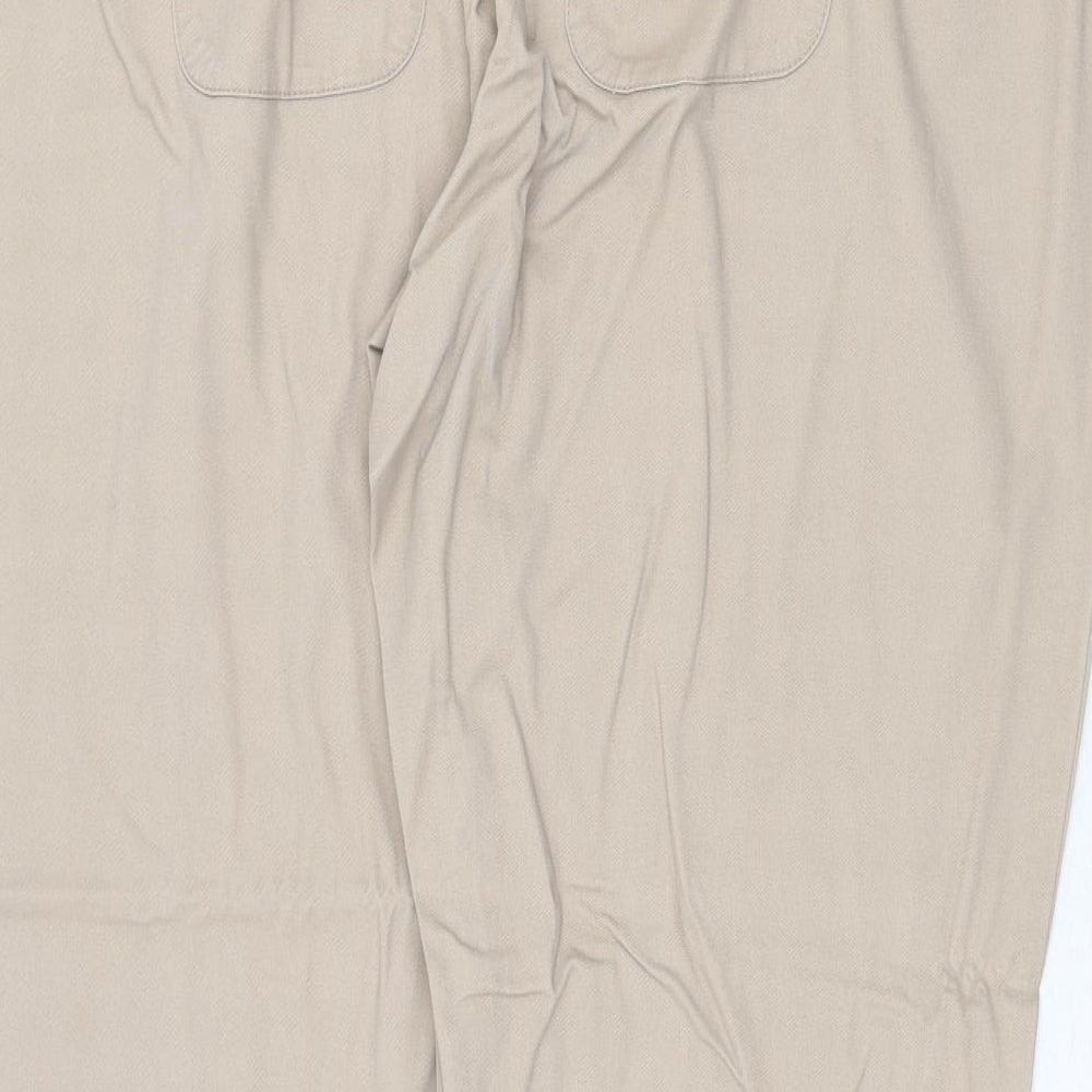 Cotton Traders Womens Beige Cotton Trousers Size 24 Regular Drawstring
