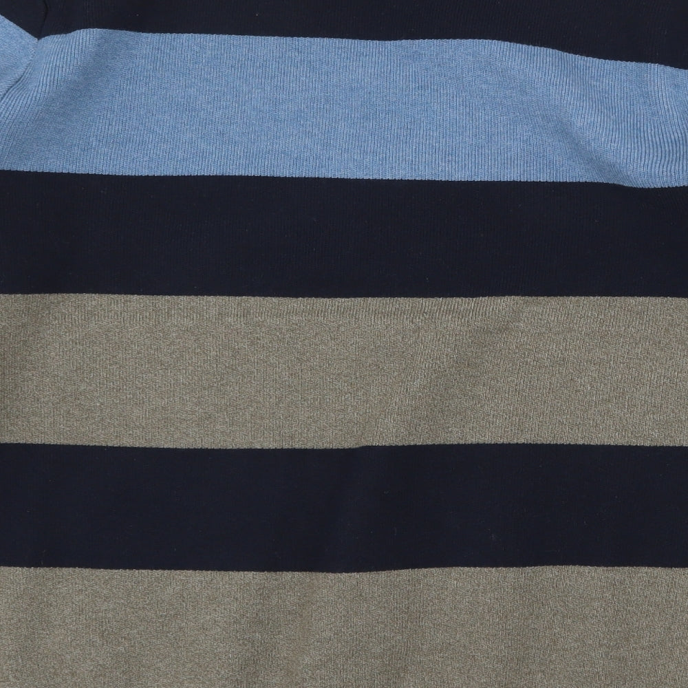 Marks and Spencer Mens Multicoloured Round Neck Striped Polyester Pullover Jumper Size XL Long Sleeve