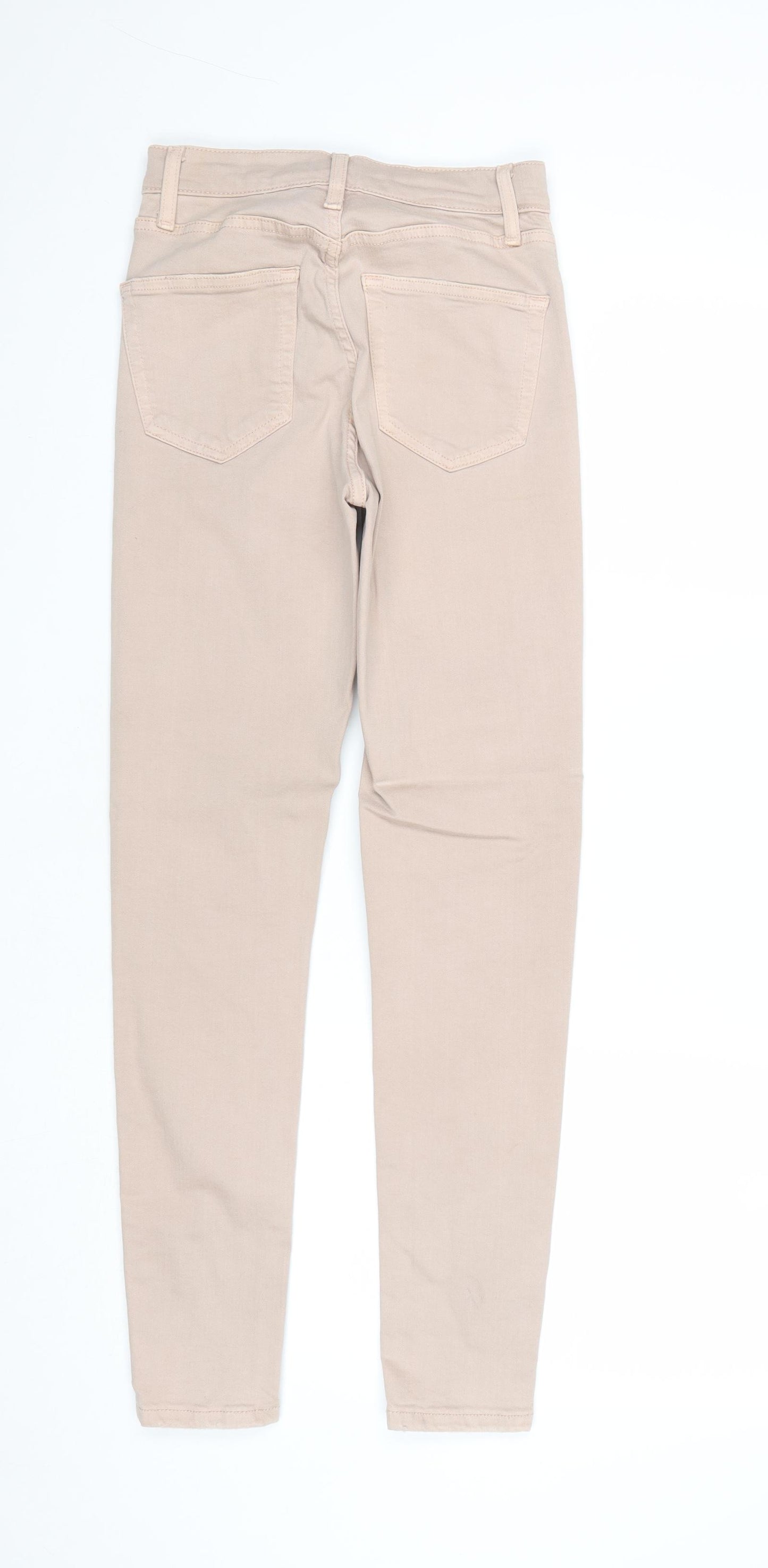Topshop Womens Beige Cotton Skinny Jeans Size 25 in Regular Zip