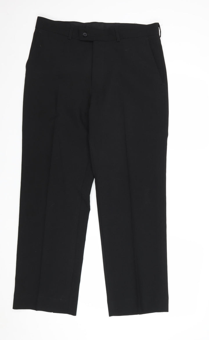 Debenhams Womens Black Polyester Dress Pants Trousers Size 32 Regular Zip