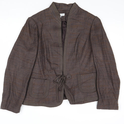 Debenhams Womens Brown Geometric Jacket Blazer Size 14 Tie