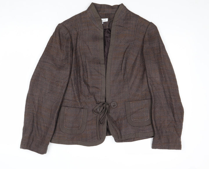 Debenhams Womens Brown Geometric Jacket Blazer Size 14 Tie