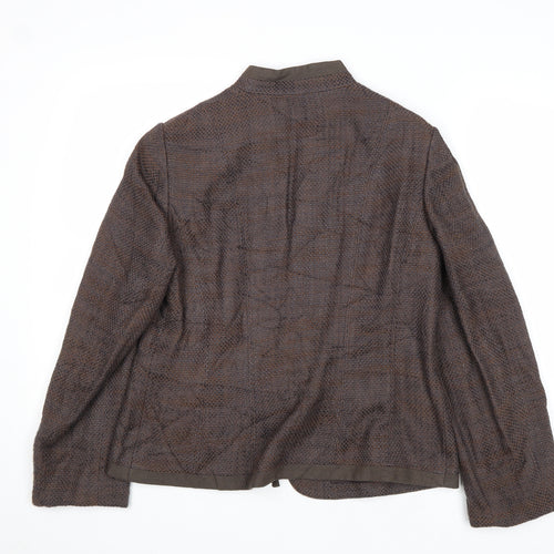 Debenhams Womens Brown Geometric Jacket Blazer Size 14 Tie