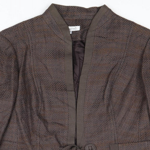 Debenhams Womens Brown Geometric Jacket Blazer Size 14 Tie