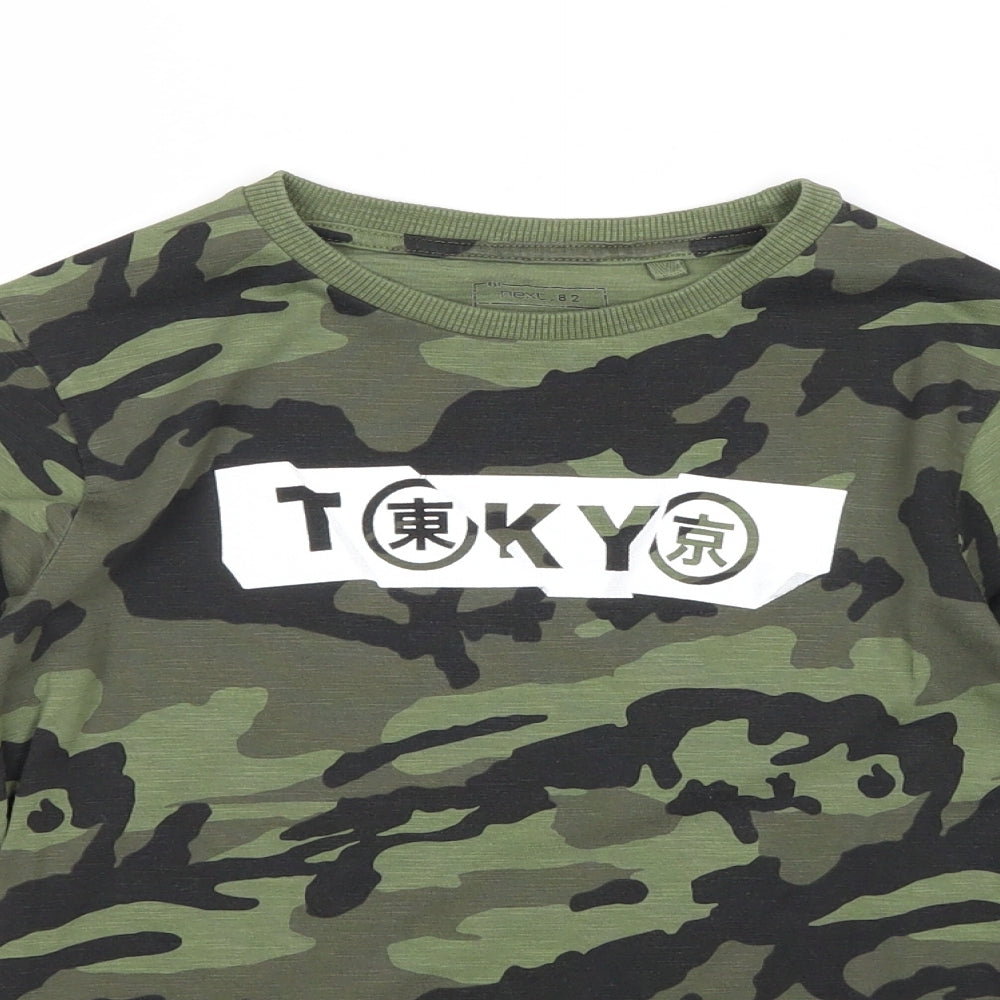 NEXT Boys Green Camouflage Cotton Basic Casual Size 7 Years Round Neck Pullover - Tokyo