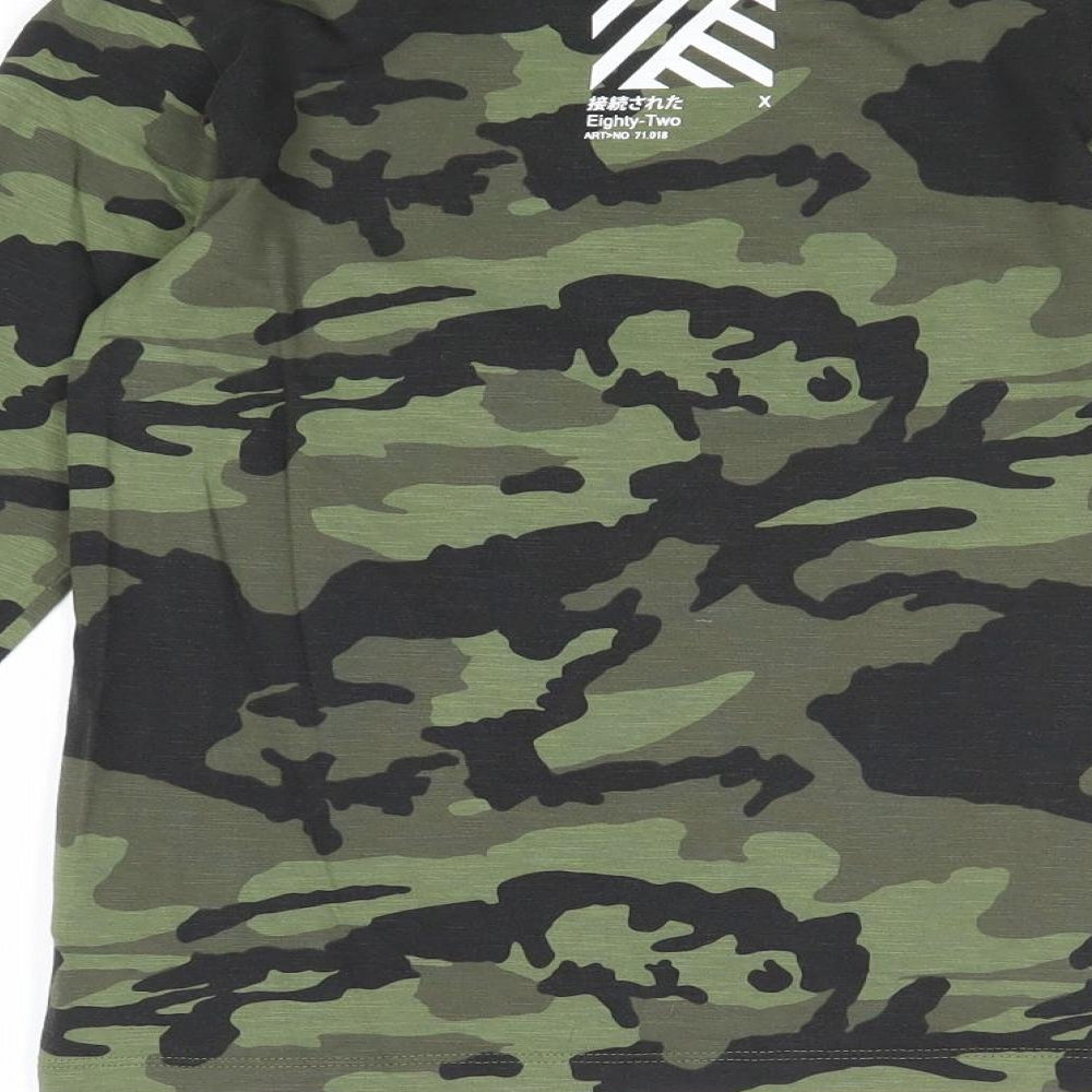 NEXT Boys Green Camouflage Cotton Basic Casual Size 7 Years Round Neck Pullover - Tokyo
