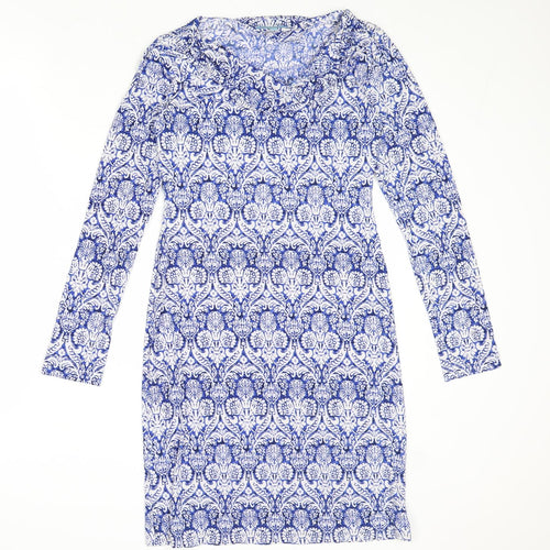 Baby Blue Womens Blue Geometric Polyester A-Line Size XS V-Neck Pullover