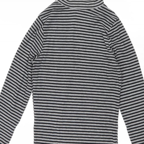 Poof Womens Grey Striped Polyester Jumper Dress Size S Mock Neck Pullover