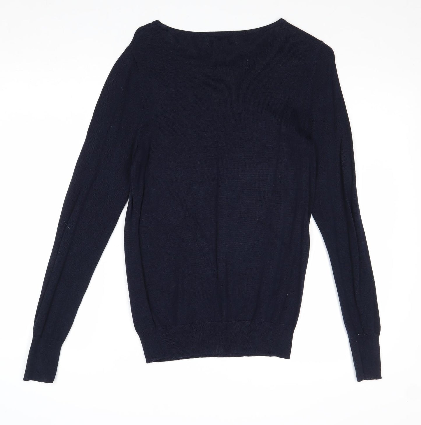 Desert Lily Womens Blue Boat Neck Cotton Pullover Jumper Size M