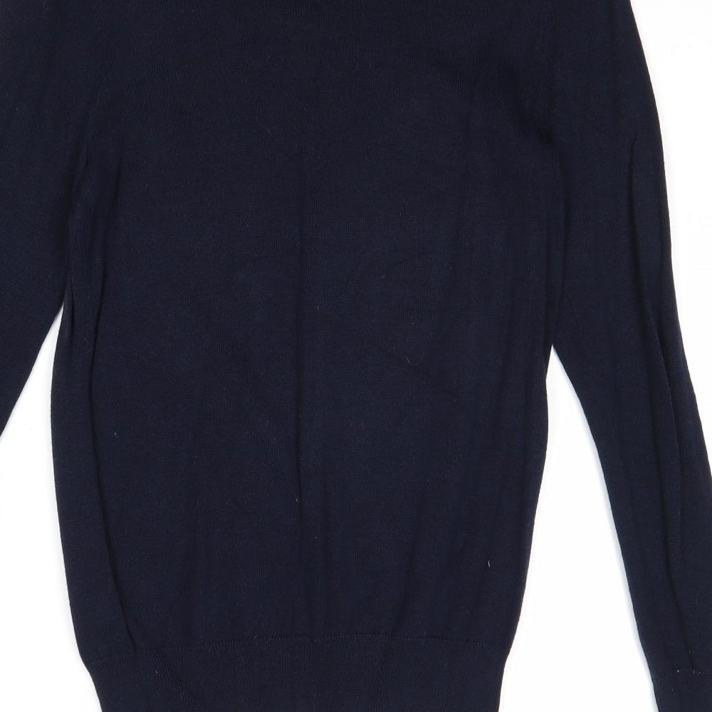 Desert Lily Womens Blue Boat Neck Cotton Pullover Jumper Size M