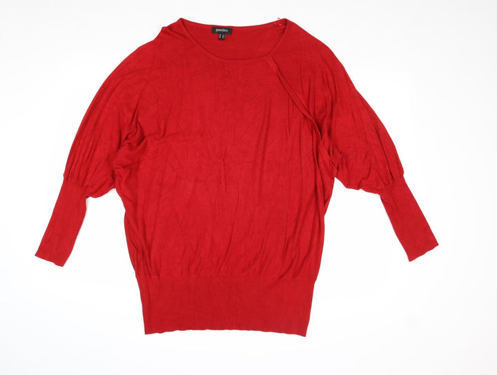 Pomdoro Womens Red Round Neck Viscose Pullover Jumper Size 18