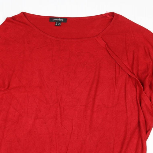 Pomdoro Womens Red Round Neck Viscose Pullover Jumper Size 18