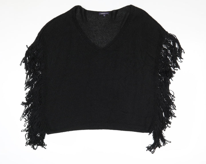 Marks and Spencer Womens Black V-Neck Acrylic Pullover Jumper Size 10