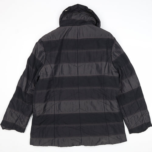 Frandsen Womens Black Striped Jacket Size 12 Zip