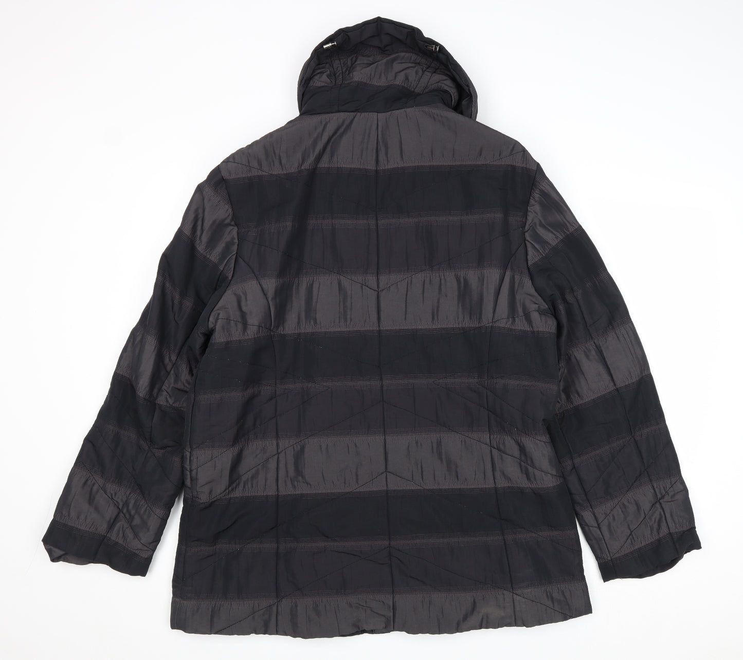 Frandsen Womens Black Striped Jacket Size 12 Zip
