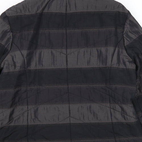 Frandsen Womens Black Striped Jacket Size 12 Zip