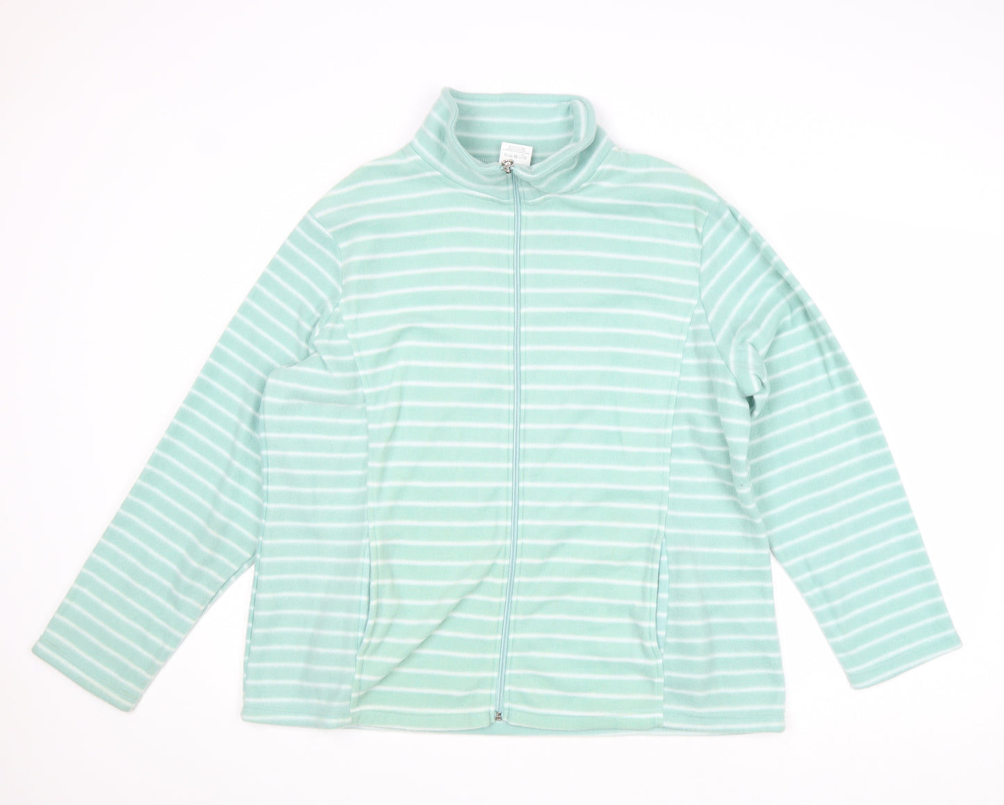 Anne De Lancay Womens Green Striped Jacket Size L Zip
