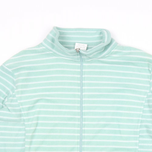 Anne De Lancay Womens Green Striped Jacket Size L Zip