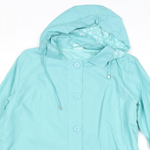 Anne De Lancay Womens Blue Jacket Size 10 Buckle